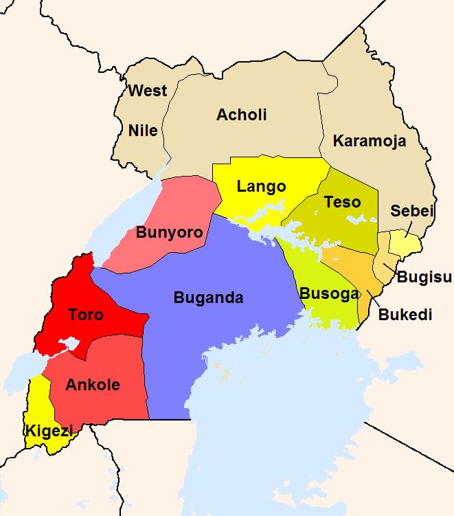 Map of Uganda showing programme districts